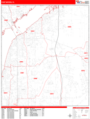 Fort Myers Digital Map Red Line Style